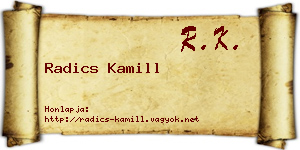 Radics Kamill névjegykártya